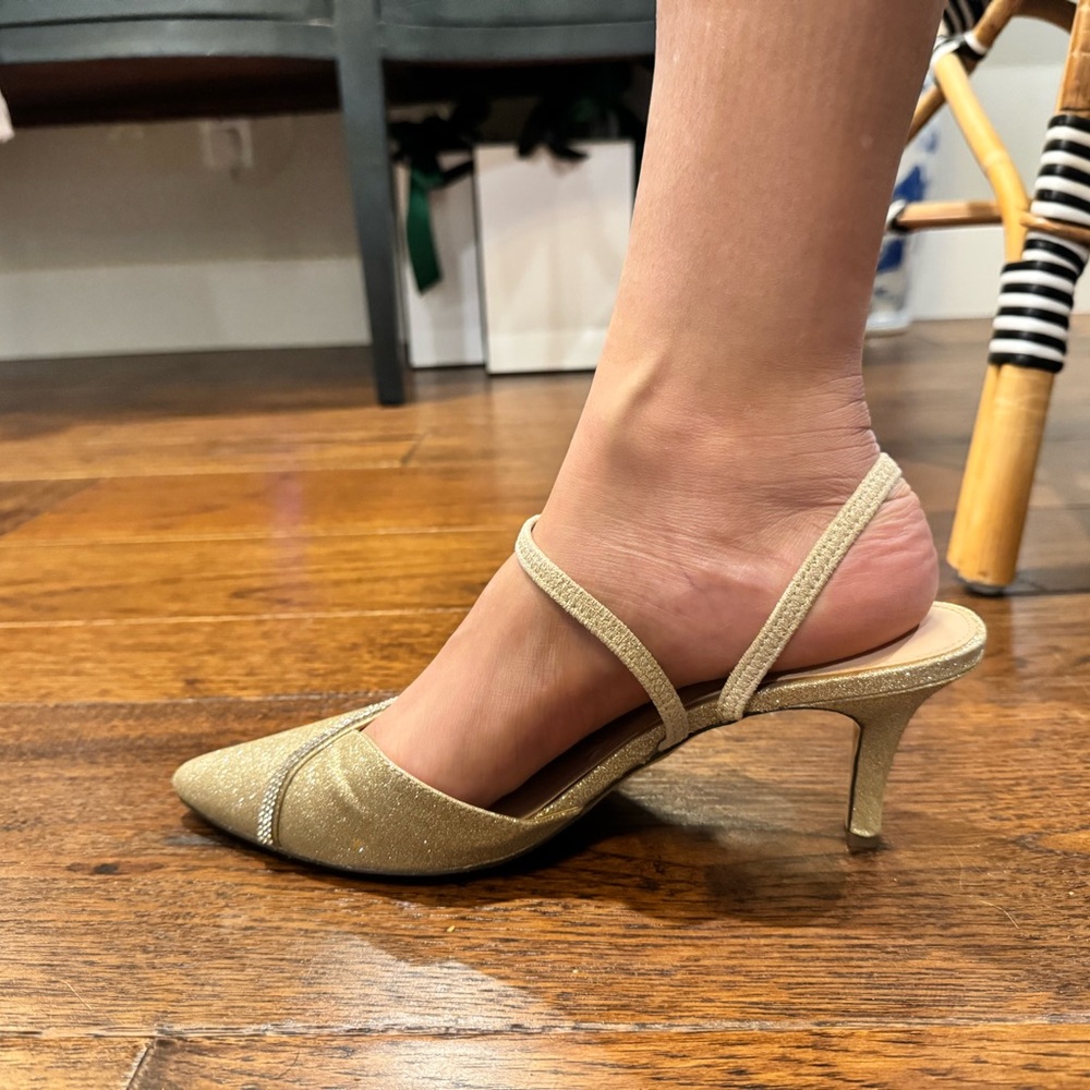 Nina Gold Slingback Heels